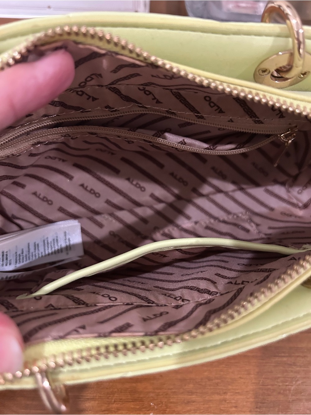 Aldo Quilted Mini Top-Handle Bag in Pale Lime - Picture 2 of 5